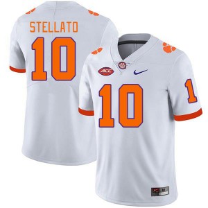 #10 Troy Stellato Tigers White Mens Jersey Embroidery College Football 301457-301