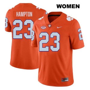 #23 Ashton Hampton Clemson Tigers Orange Womens Jersey Stitched College Football 884386-950