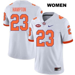 #23 Ashton Hampton Clemson White Women's Jersey Stitched College Football 487424-367