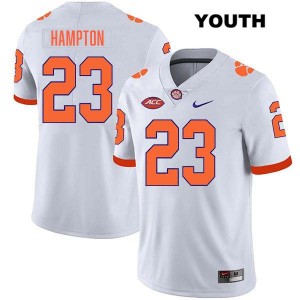#23 Ashton Hampton Clemson White Youth Jersey Stitched College Football 757906-201
