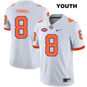 #8 Avieon Terrell CLEM White Youth Jersey Stitched College Football 178701-444