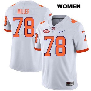#78 Blake Miller CLEM White Women Jersey Stitched College Football 935248-310