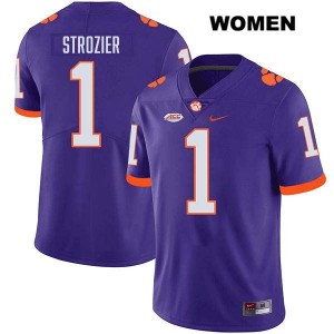 #1 Branden Strozier Clemson Tigers Purple Women Jersey Stitched College Football 608992-641