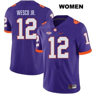 #12 Bryant Wesco Jr. CLEM Purple Women Jersey Stitched College Football 935748-952