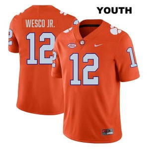 #12 Bryant Wesco Jr. Tiger Town Orange Youth Jersey Stitched College Football 302464-673