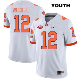 #12 Bryant Wesco Jr. CLEM White Youth Jersey Stitched College Football 751589-717