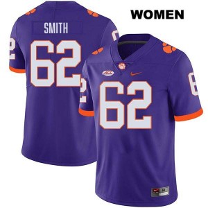#62 Bryce Smith Clemson Purple Womens Jersey Stitched College Football 616620-333