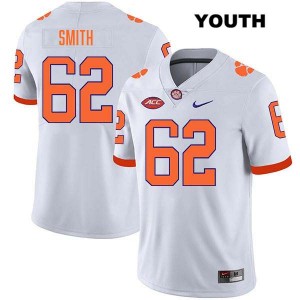 #62 Bryce Smith Tigers White Youth Jersey Stitched College Football 687437-690