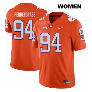 #94 Chapman Pendergrass Clemson University Orange Womens Jersey Stitched College Football 684319-479