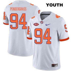 #94 Chapman Pendergrass CLEM White Youth Jersey Stitched College Football 960127-126