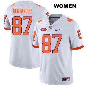 #87 Christian Bentancur Clemson Tigers White Womens Jersey Stitched College Football 875094-601