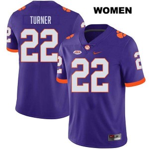 #22 Cole Turner Clemson University Purple Womens Jersey Stitched College Football 326980-241