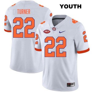 #22 Cole Turner Clemson White Youth Jersey Stitched College Football 709715-858