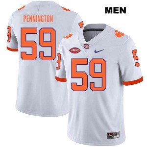 #59 Dietrick Pennington Clemson Tigers White Men Jersey Stitched College Football 444896-580