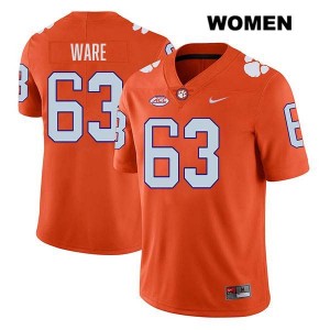 #63 Easton Ware Clemson University Orange Women Jersey Stitched College Football 925114-901