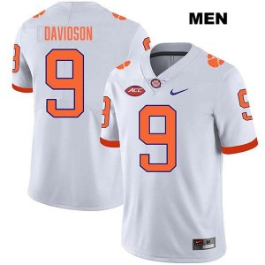 #9 Gideon Davidson CLEM White Men Jersey Stitched College Football 376301-105