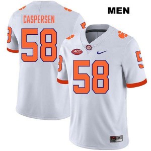 #58 Holden Caspersen Clemson Tigers White Men's Jersey Stitched College Football 670129-316