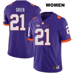 #21 Jarvis Green CLEM Purple Women's Jersey Stitched College Football 681104-244