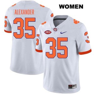 #35 Jeremiah Alexander Tigers White Women's Jersey Stitched College Football 361781-869