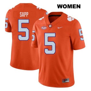 #5 Josh Sapp Clemson University Orange Women's Jersey Stitched College Football 355656-545