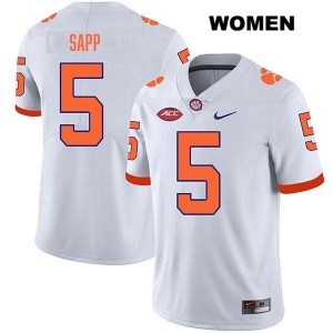 #5 Josh Sapp Clemson University White Women's Jersey Stitched College Football 751380-137