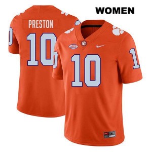 #10 Juju Preston Clemson Orange Women's Jersey Stitched College Football 765930-441