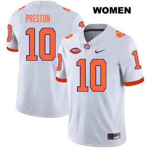 #10 Juju Preston Clemson University White Women Jersey Stitched College Football 425444-318