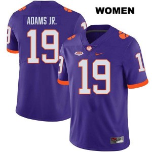 #19 Keith Adams Jr. Clemson University Purple Women Jersey Stitched College Football 850099-406