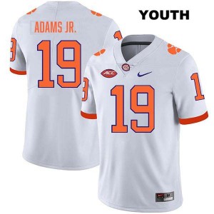 #19 Keith Adams Jr. Tigers White Youth Jersey Stitched College Football 465580-677
