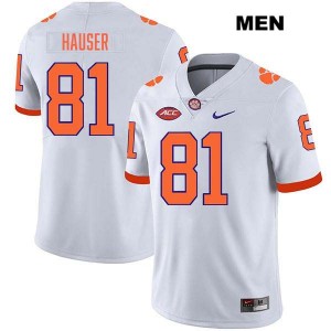 #81 Nolan Hauser CLEM White Men Jersey Stitched College Football 802720-363