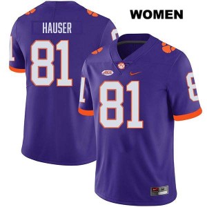 #81 Nolan Hauser Clemson Purple Women Jersey Stitched College Football 312211-321