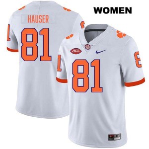 #81 Nolan Hauser CLEM White Women's Jersey Stitched College Football 917919-860