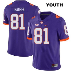 #81 Nolan Hauser Clemson University Purple Youth Jersey Stitched College Football 232586-218