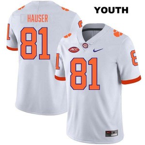 #81 Nolan Hauser Clemson White Youth Jersey Stitched College Football 148687-214