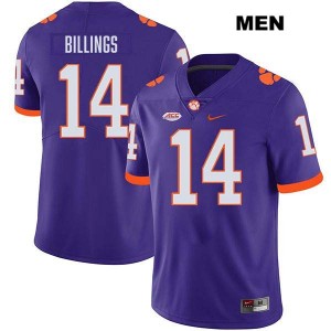 #14 Rob Billings CLEM Purple Mens Jersey Stitched College Football 579360-157