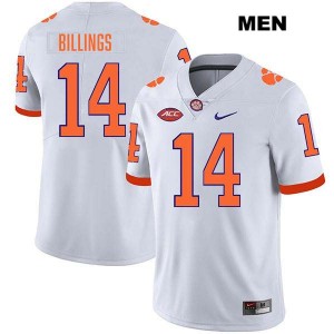 #14 Rob Billings Clemson White Men Jersey Stitched College Football 471125-768