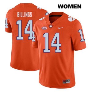 #14 Rob Billings Clemson Orange Womens Jersey Stitched College Football 940508-271