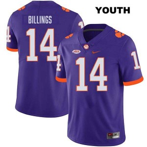#14 Rob Billings Clemson Tigers Purple Youth Jersey Stitched College Football 578606-283