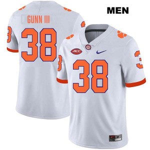 #38 Robert Gunn III Clemson Tigers White Mens Jersey Stitched College Football 633344-396