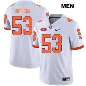 #53 Ryan Linthicum Tigers White Mens Jersey Stitched College Football 557277-727