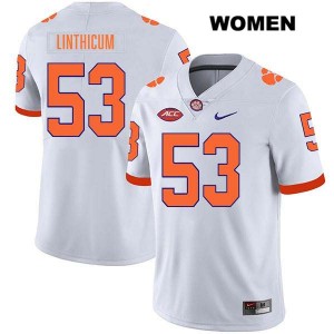 #53 Ryan Linthicum Tigers White Women's Jersey Stitched College Football 683030-966