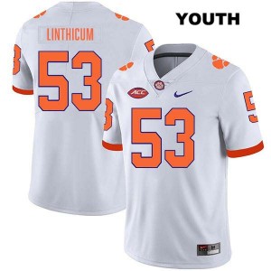#53 Ryan Linthicum Clemson Tigers White Youth Jersey Stitched College Football 409774-351