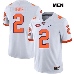 #2 Shelton Lewis Clemson White Men Jersey Stitched College Football 435659-122