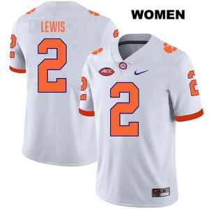 #2 Shelton Lewis Clemson University White Womens Jersey Stitched College Football 795258-792