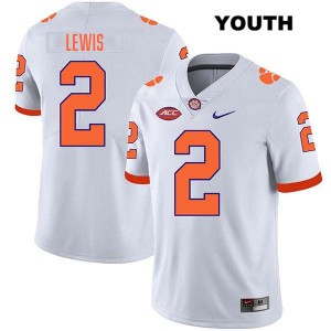 #2 Shelton Lewis CLEM White Youth Jersey Stitched College Football 984633-466