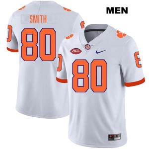 #80 Tristan Smith Clemson White Men's Jersey Stitched College Football 804137-532