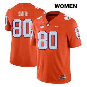 #80 Tristan Smith Tigers Orange Women's Jersey Stitched College Football 584079-372