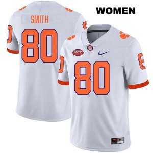 #80 Tristan Smith Clemson White Women Jersey Stitched College Football 107721-845