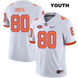 #80 Tristan Smith Clemson White Youth Jersey Stitched College Football 687226-472