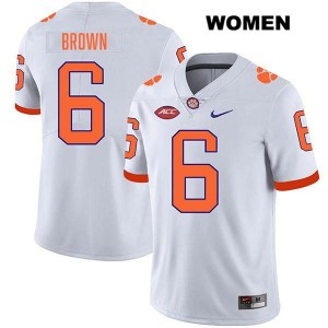 #6 Tyler Brown Clemson White Womens Jersey Stitched College Football 950674-301
